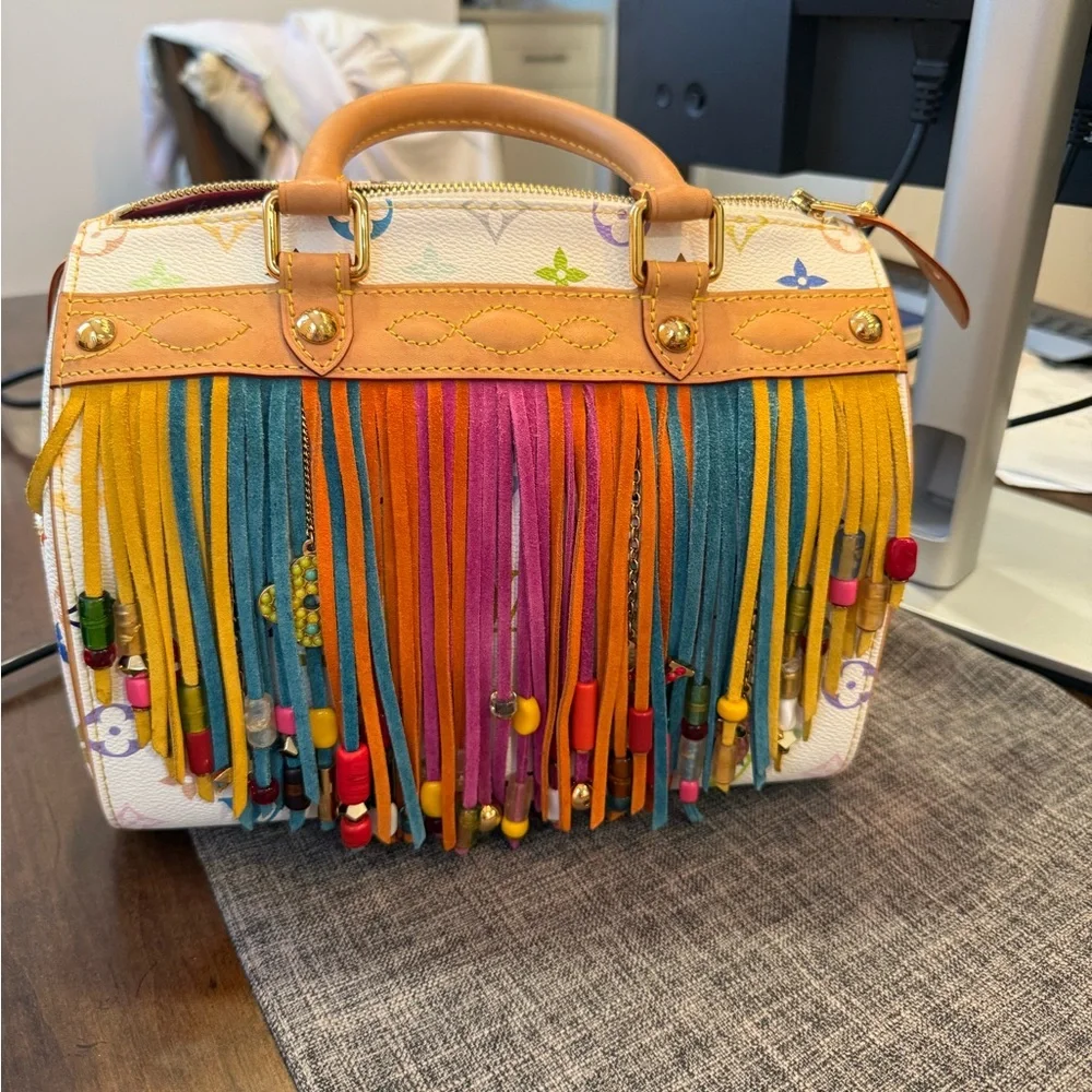 Louis Vuitton X Murakami Vintage Multicolor Fringe Speedy 25 Handbag - Picture 3 of 10
